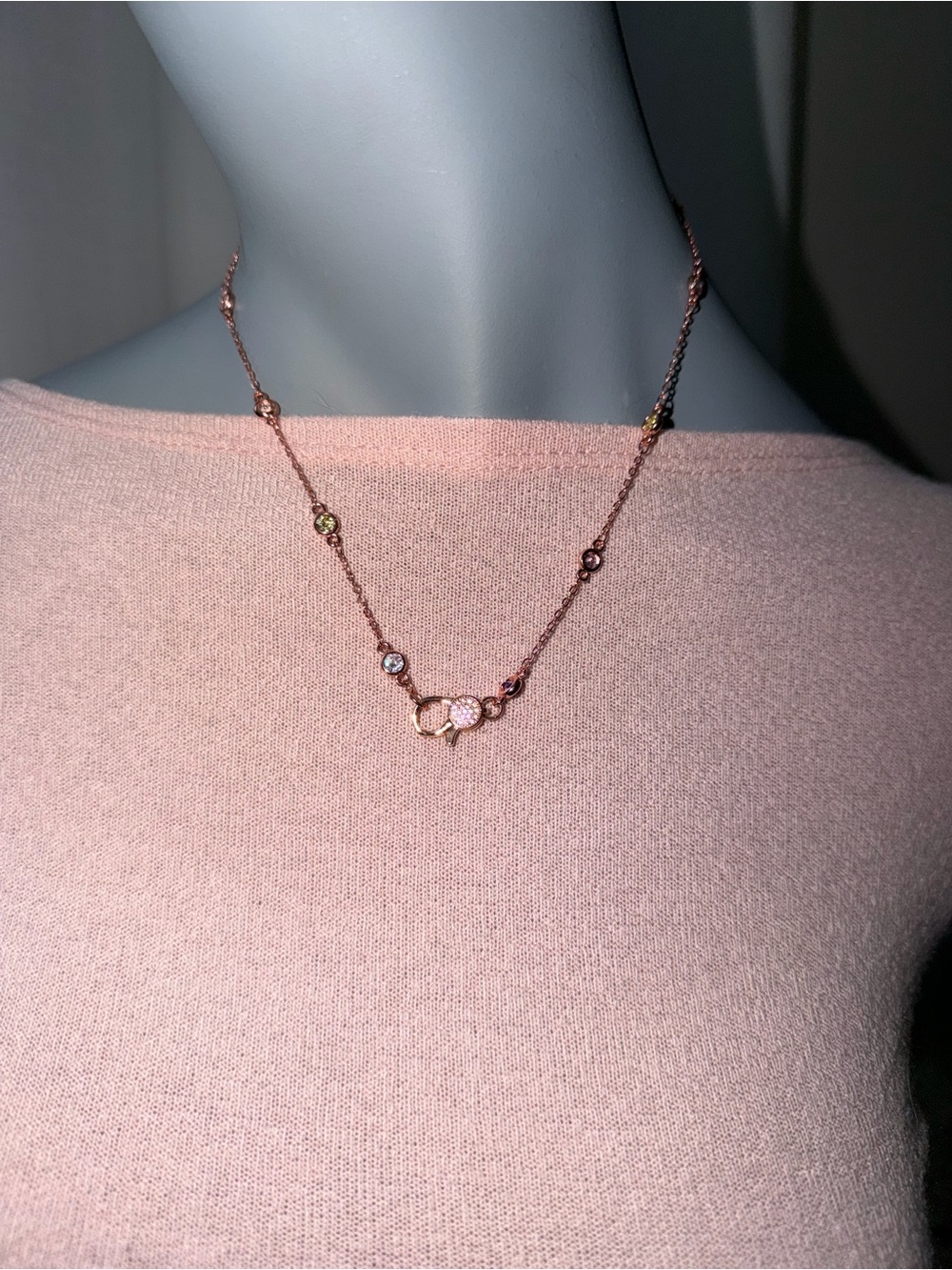 Adina Eden Rose Gold Crystal Station Necklace